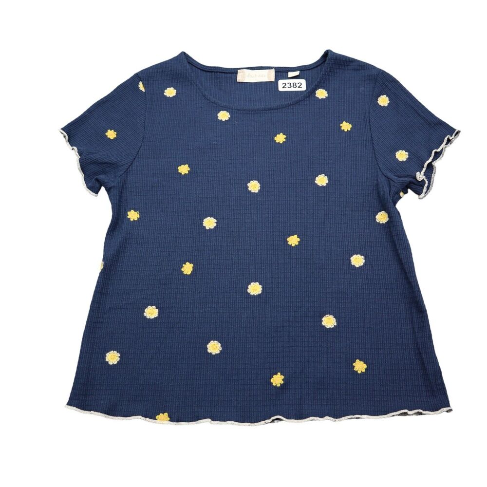 Altrd State Shirt Youth L Blue Yellow Flowers Blouse Top Girls